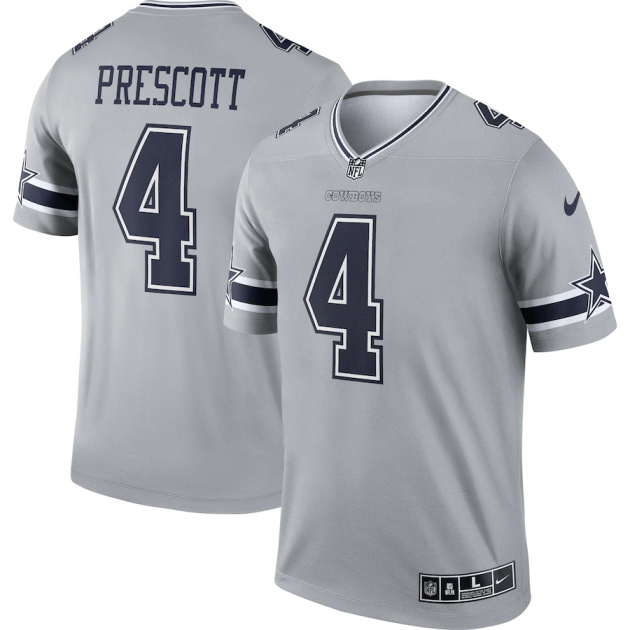 mens nike dak prescott silver dallas cowboys inverted legend jersey